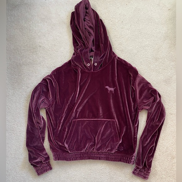 VS PINK Maroon Velvet Two-Piece Set - Picture 2 of 5